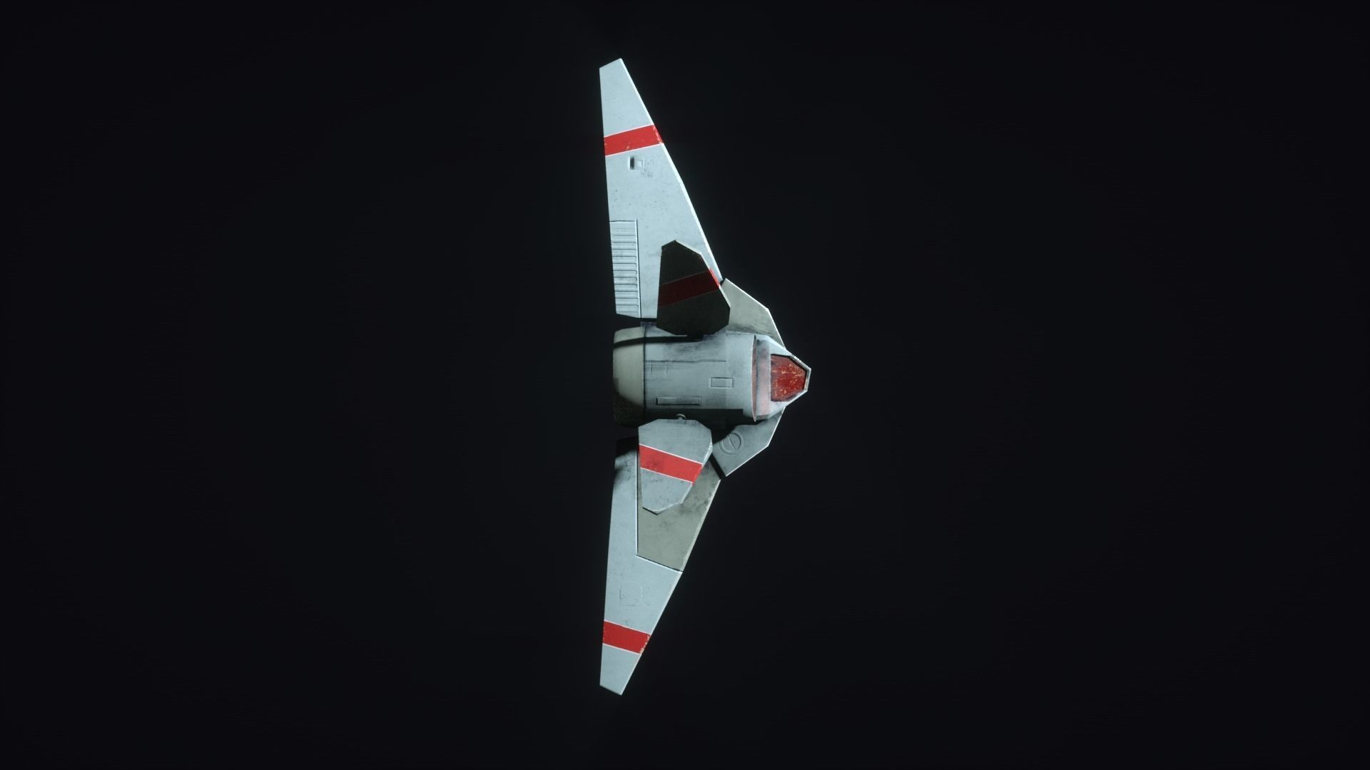 Starship S fighter jet in night sky Low-poly 3D model_9