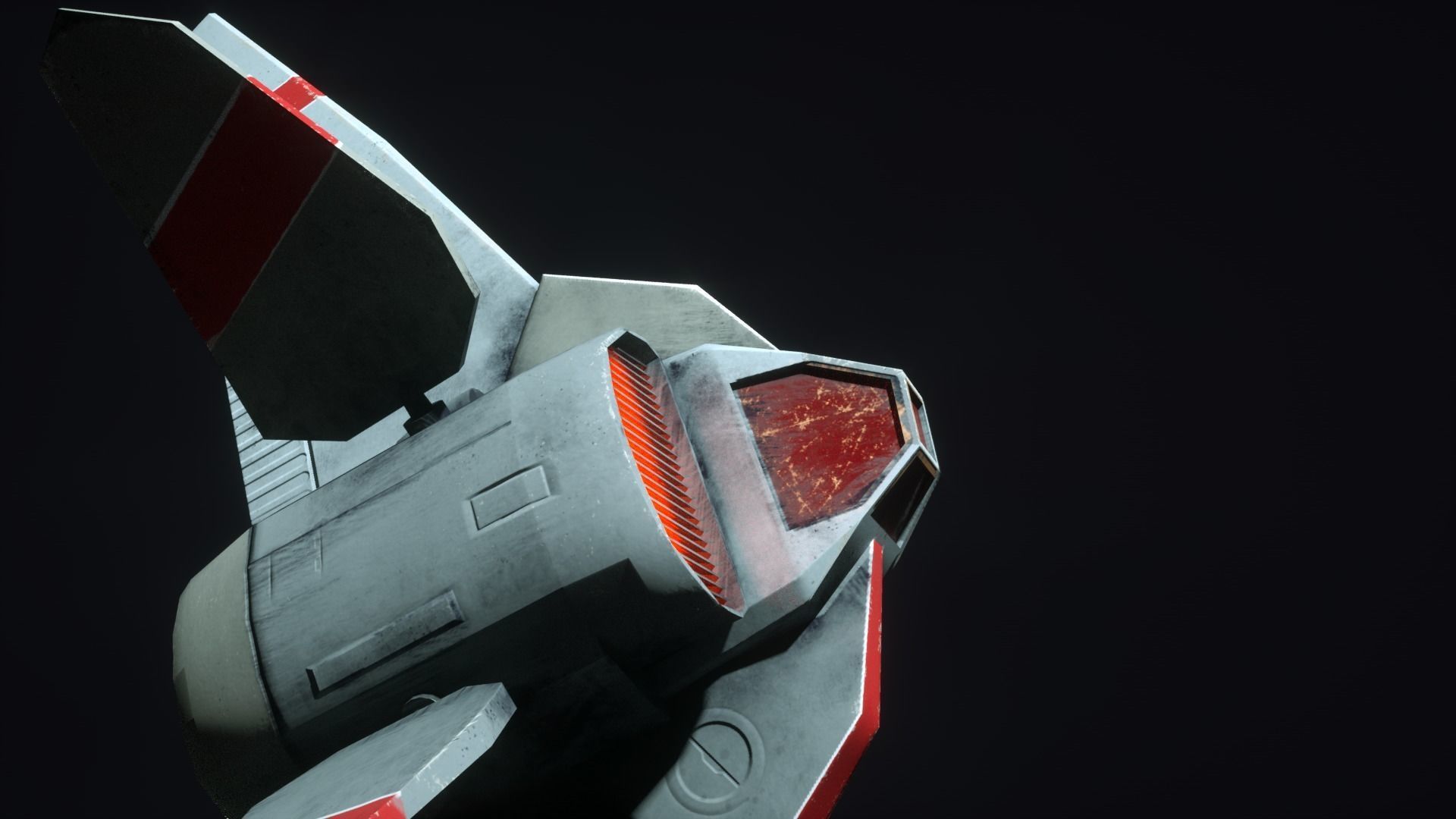 Starship S fighter jet in night sky Low-poly 3D model_7