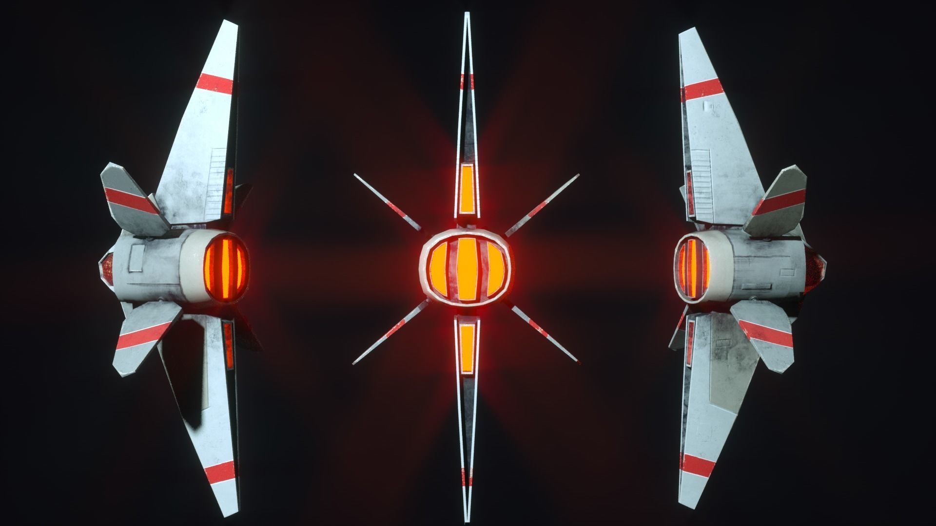 Starship S fighter jet in night sky Low-poly 3D model_16