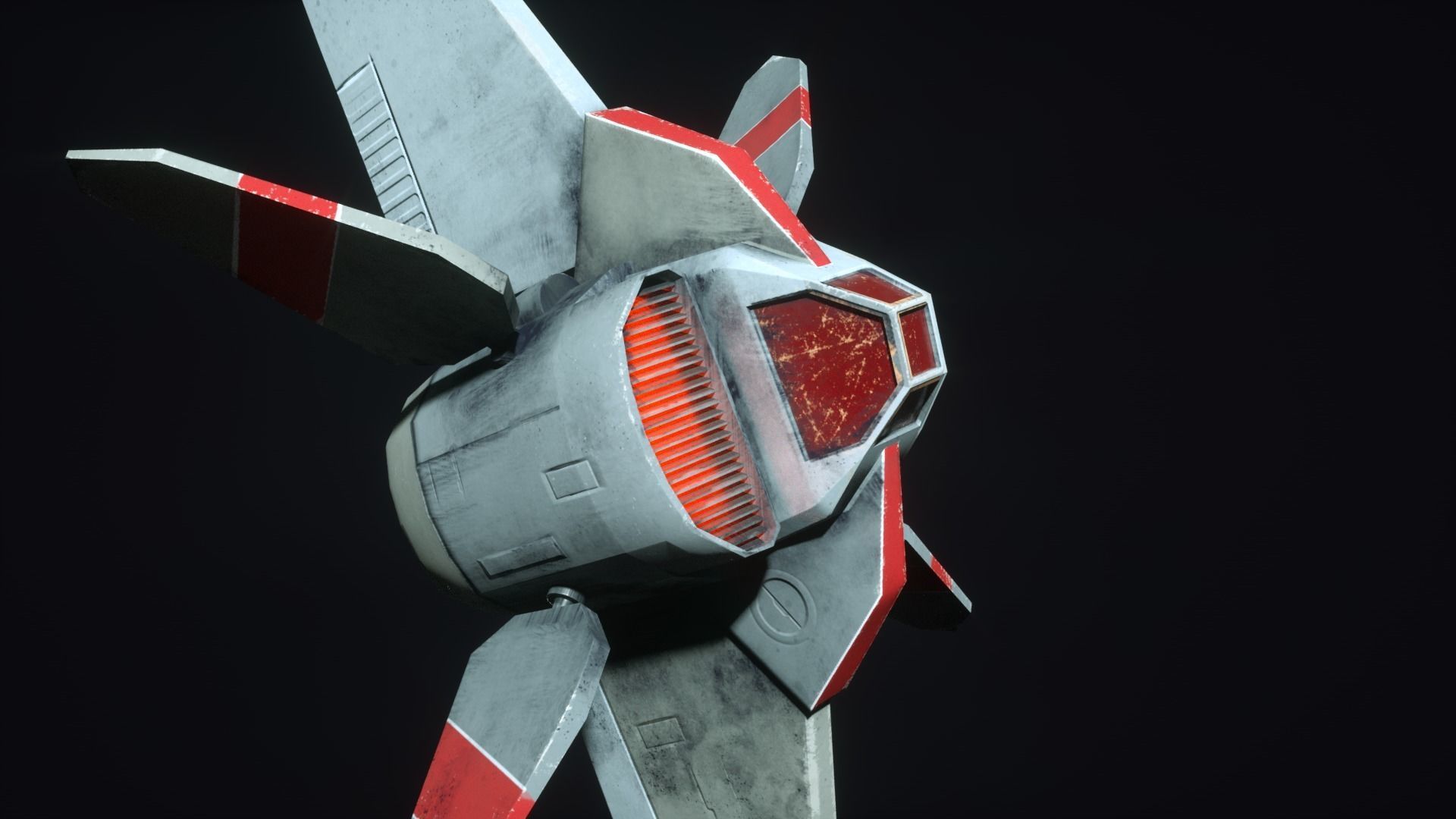 Starship S fighter jet in night sky Low-poly 3D model_6