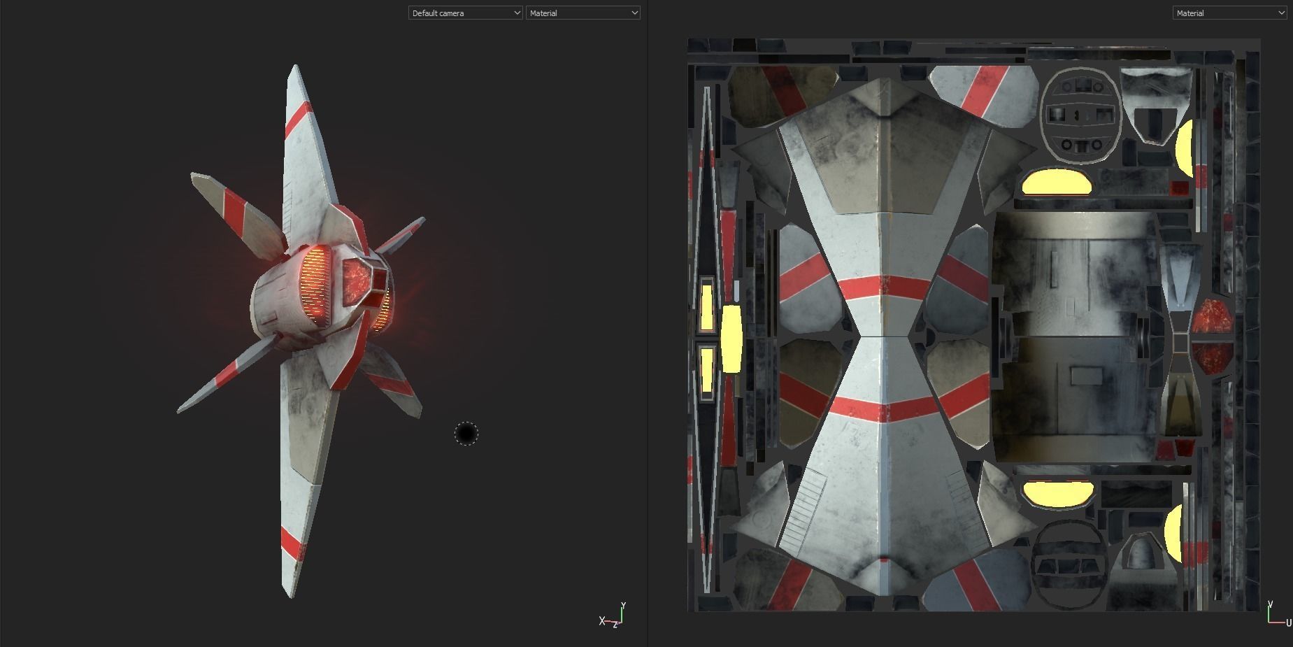 Starship S fighter jet in night sky Low-poly 3D model_17