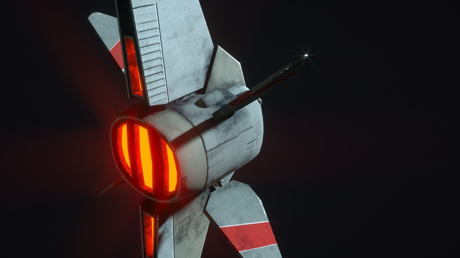 Starship S fighter jet in night sky Low-poly 3D model_13