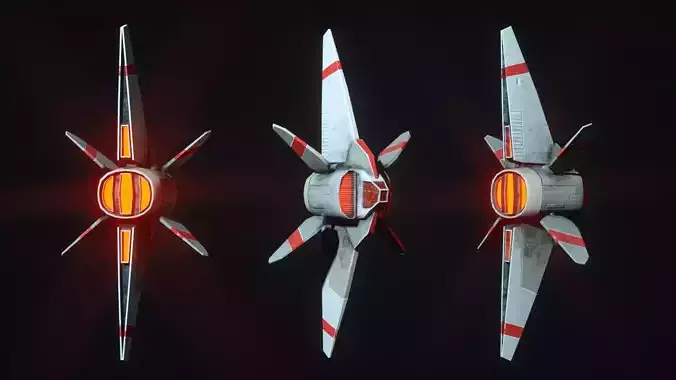 Starship S fighter jet in night sky Low-poly 3D model