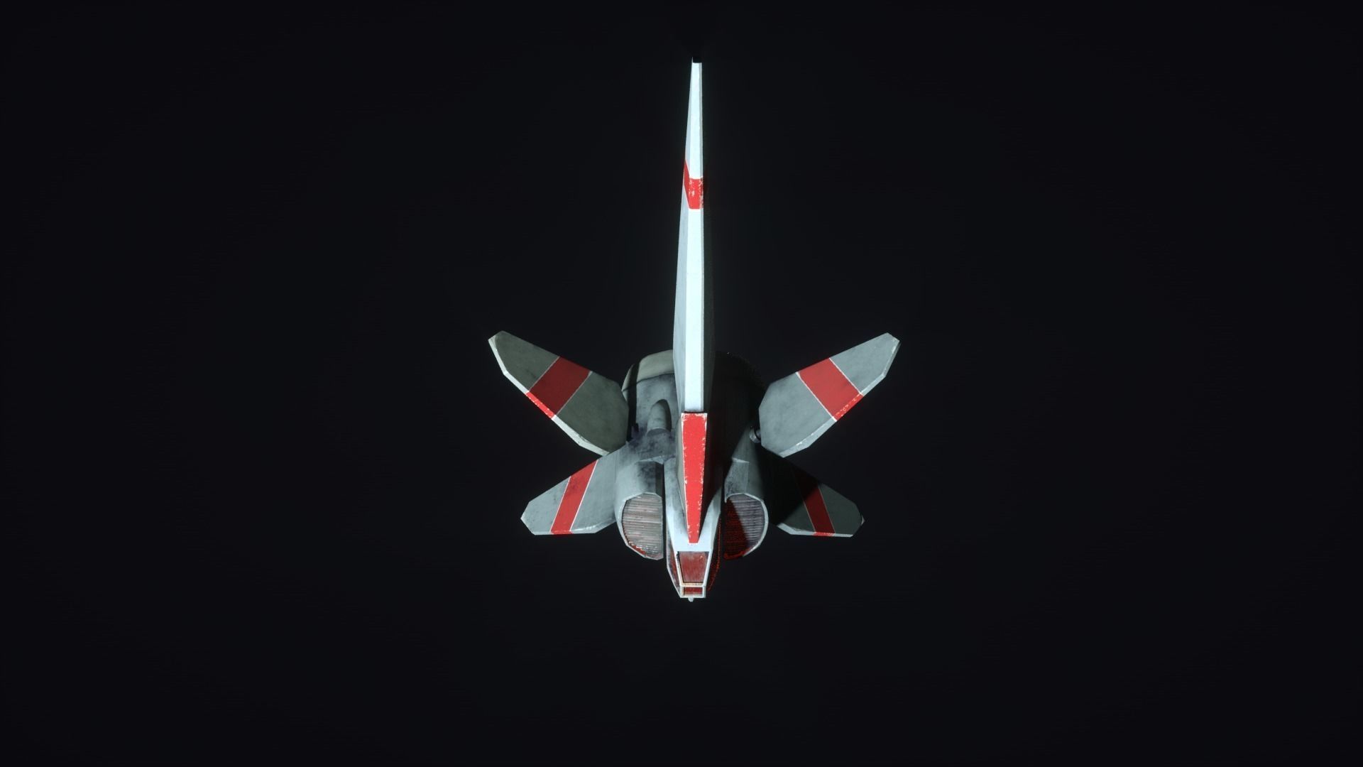 Starship S fighter jet in night sky Low-poly 3D model_11