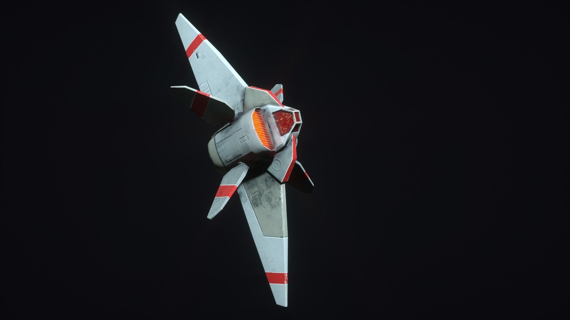 Starship S fighter jet in night sky Low-poly 3D model_4