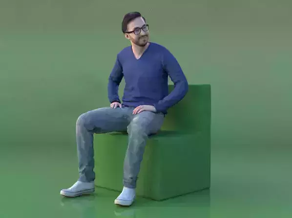 Anselmo 20212-07 - Animated Man Sitting Discussion 3D model
