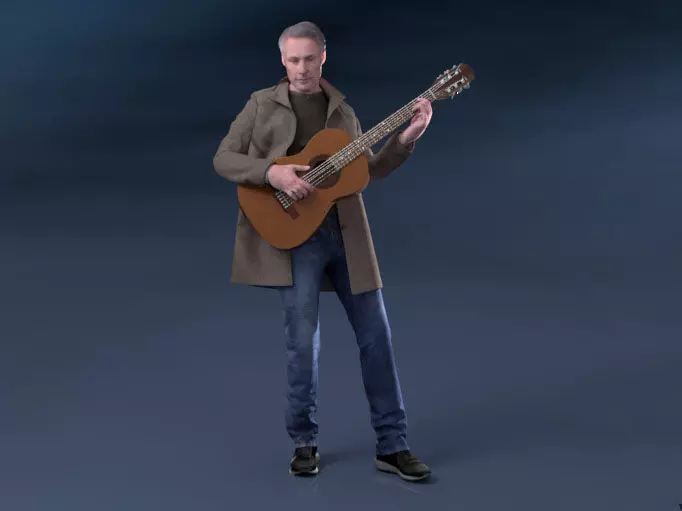 Carlos 20119-09 - Animated Man Playing Guitar  3D model_0