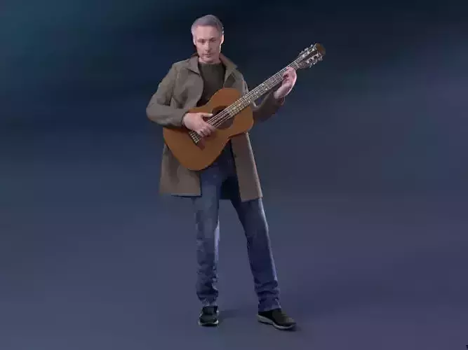 Carlos 20119-09 - Animated Man Playing Guitar  3D model