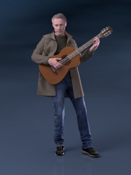 Carlos 20119-09 - Animated Man Playing Guitar  3D model_2