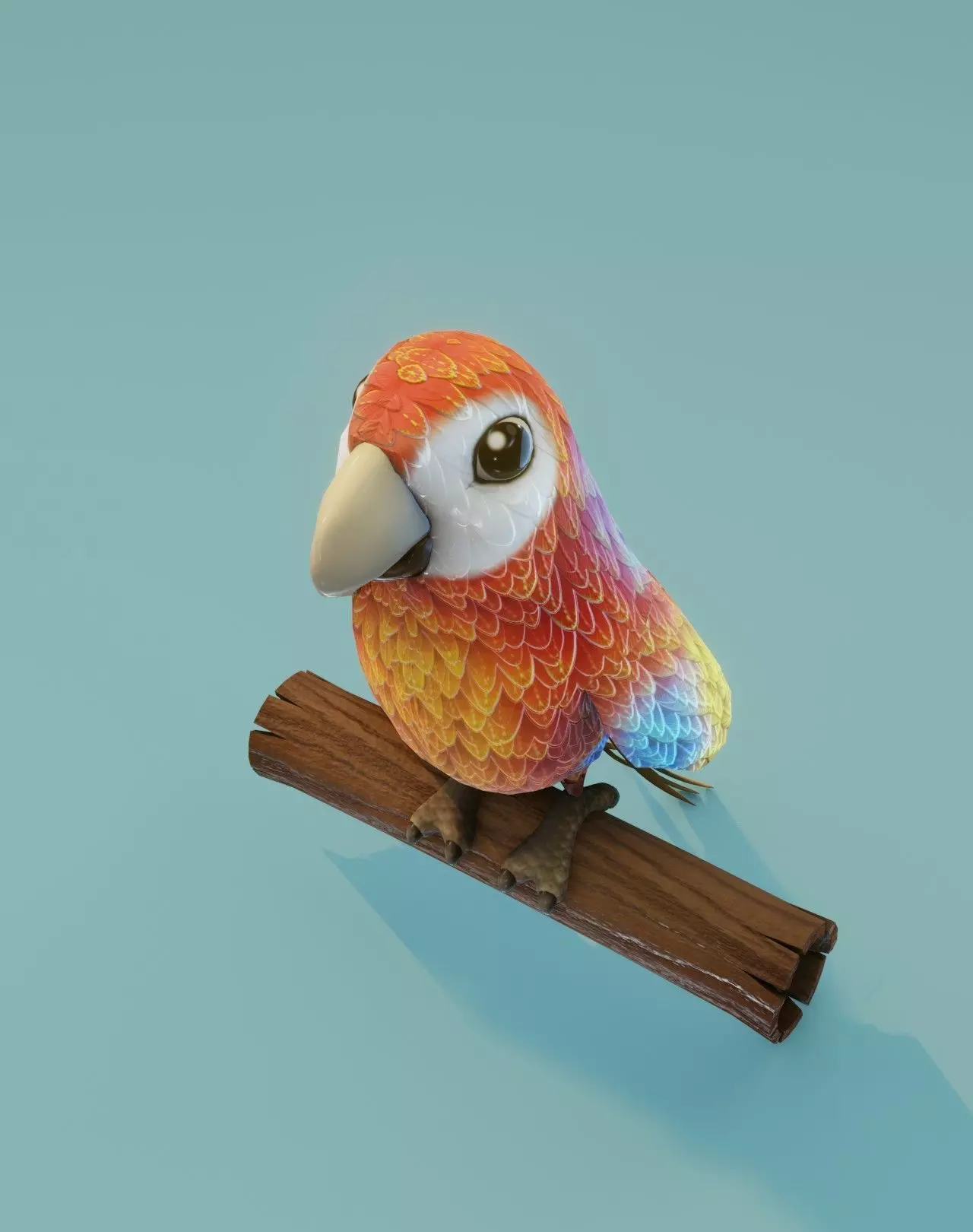 Cartoon Ara Parrot Red-Yellow-Blue Animated 3D Model Low-poly 3D model_0