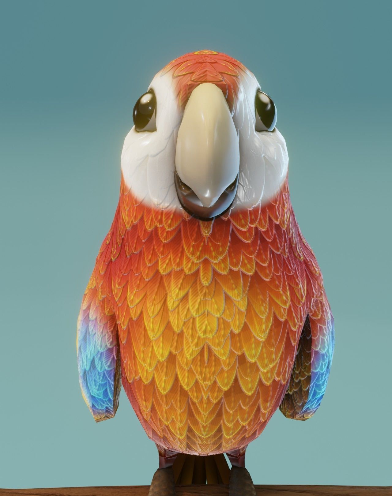 Cartoon Ara Parrot Red-Yellow-Blue Animated 3D Model Low-poly 3D model_12