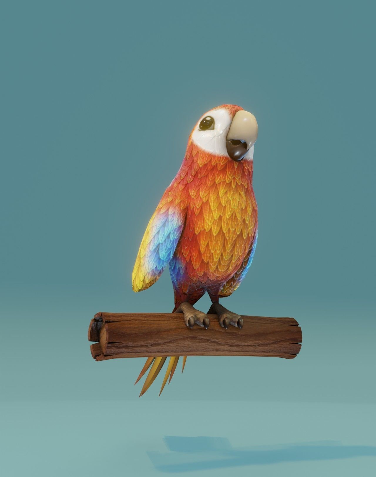 Cartoon Ara Parrot Red-Yellow-Blue Animated 3D Model Low-poly 3D model_10