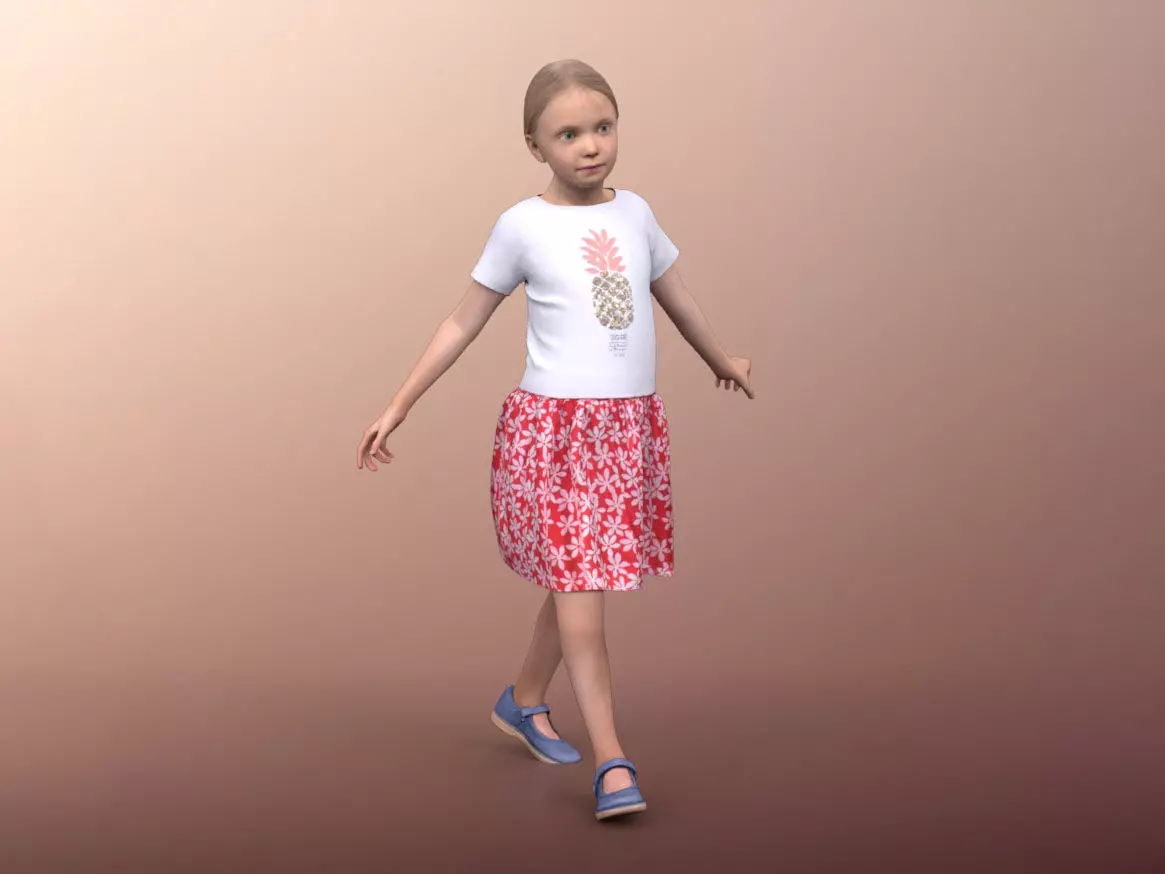 Lilly 20034-01 - Animated Girl Idle Playing 3D model_0