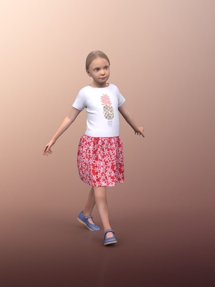 Lilly 20034-01 - Animated Girl Idle Playing 3D model_2