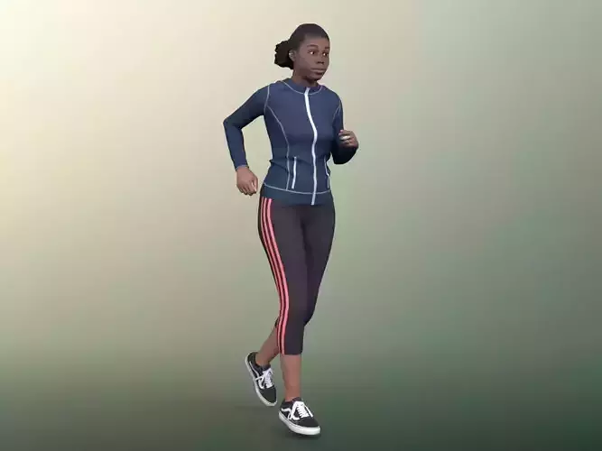 Serina 20029-03 - Animated Black Young Woman Jogging 3D model