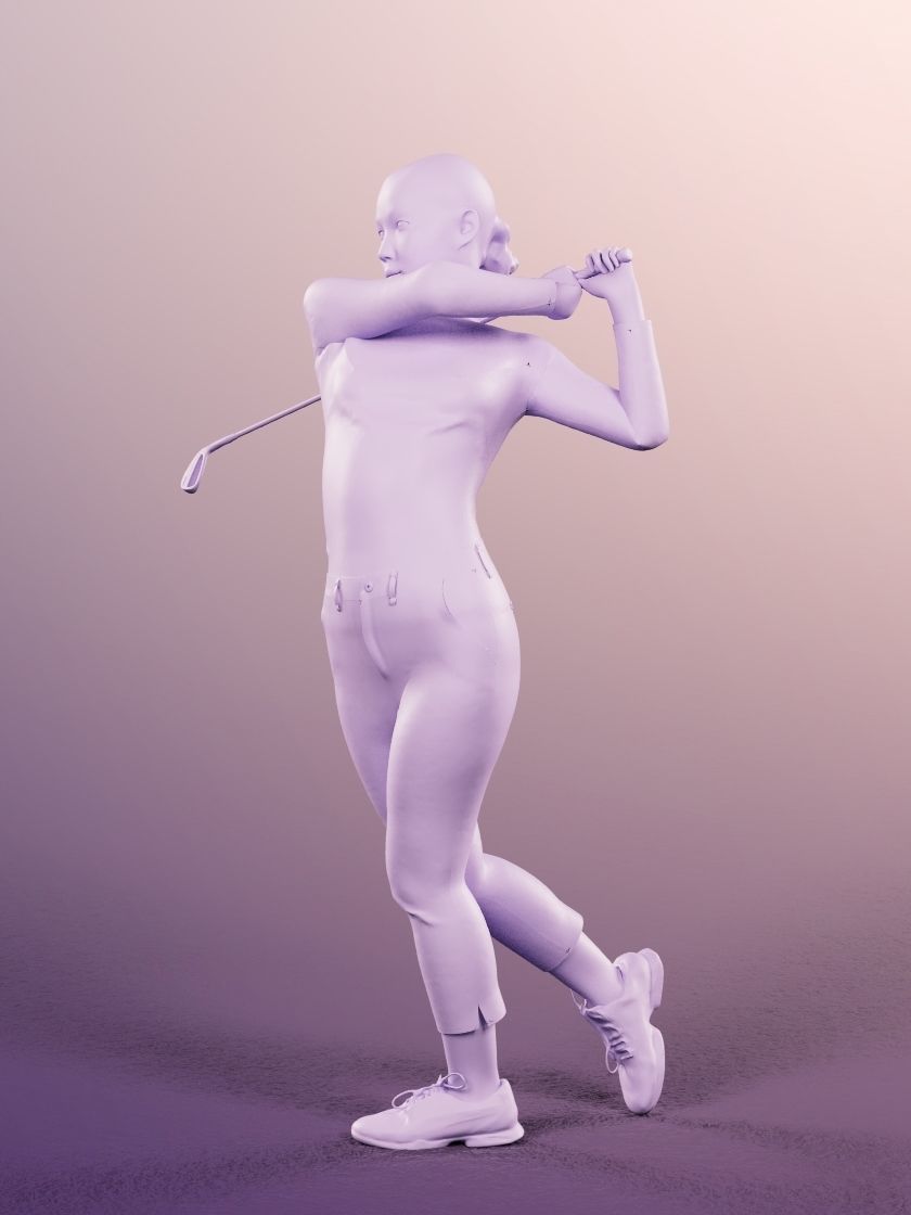 Anita 20024-05 - Animated Female Golfer Hitting The Ball 3D model_4