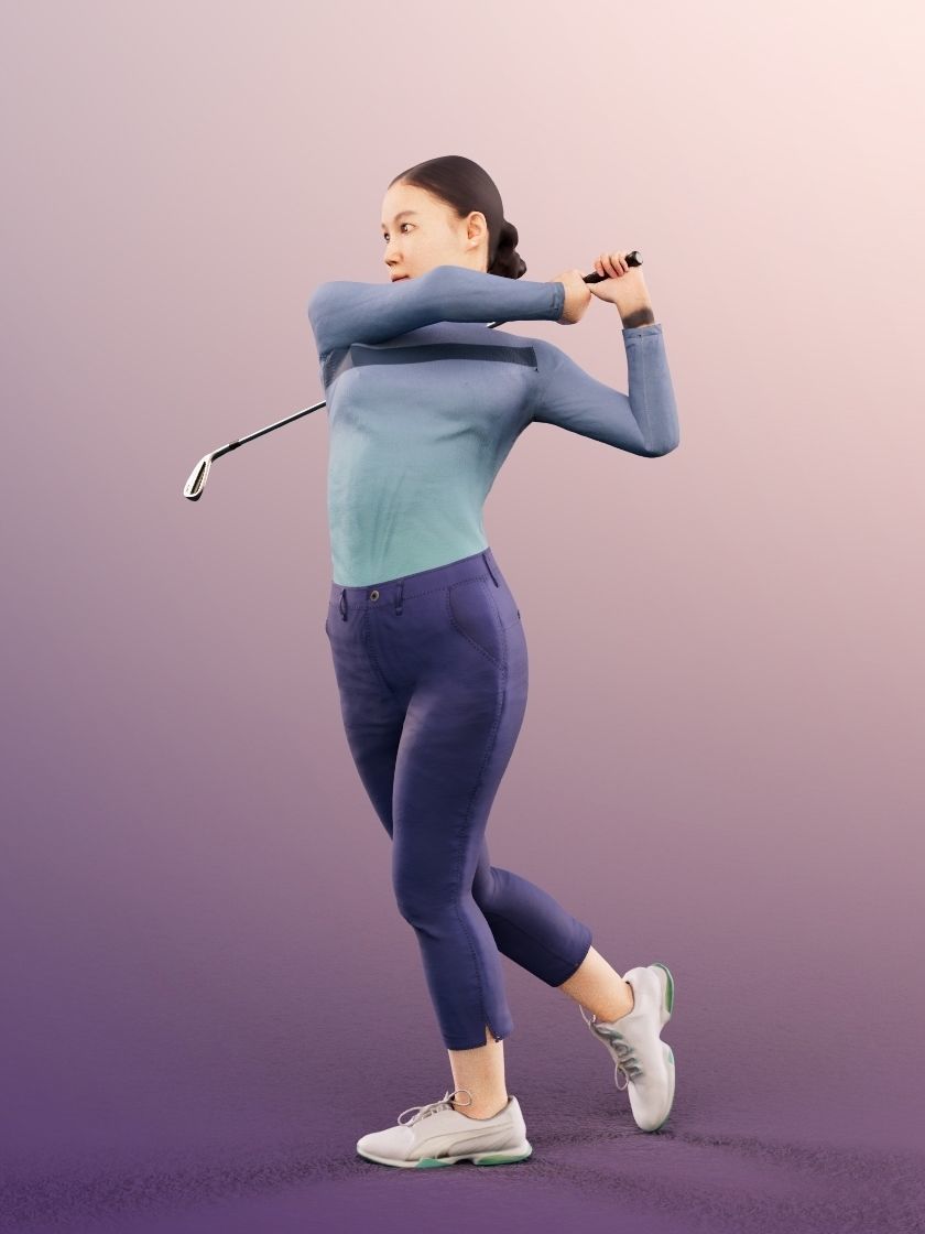 Anita 20024-05 - Animated Female Golfer Hitting The Ball 3D model_2