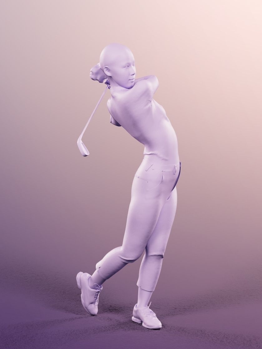 Anita 20024-05 - Animated Female Golfer Hitting The Ball 3D model_3