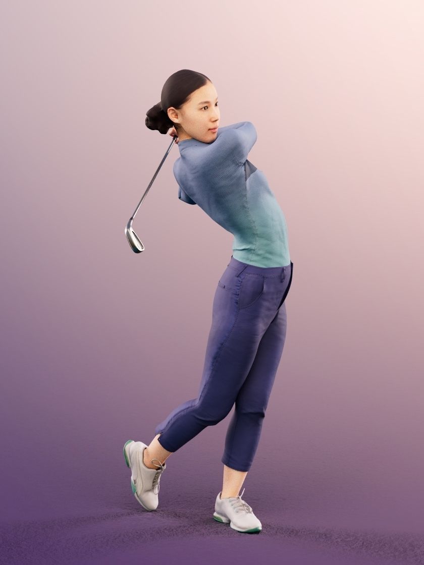Anita 20024-05 - Animated Female Golfer Hitting The Ball 3D model_1