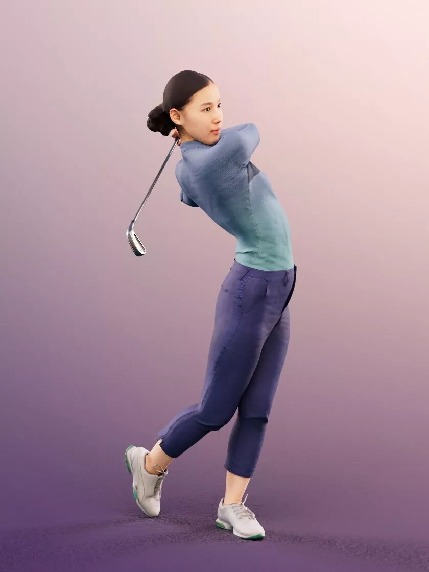 Anita 20024-05 - Animated Female Golfer Hitting The Ball 3D model