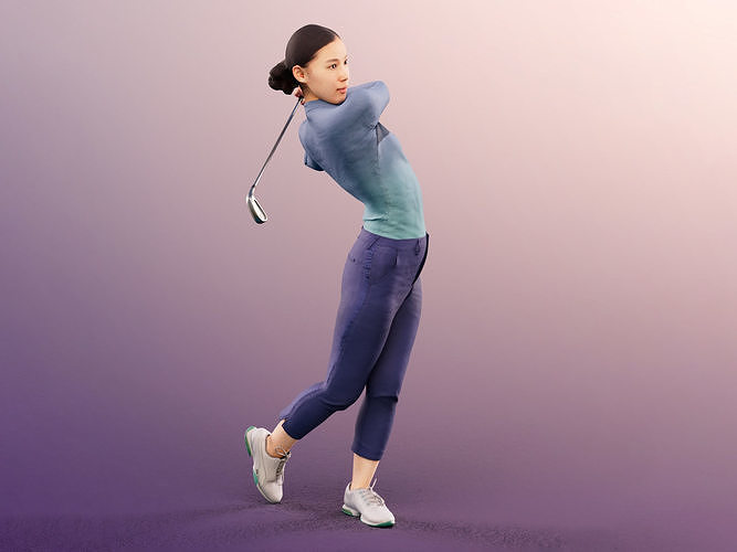 Anita 20024-05 - Animated Female Golfer Hitting The Ball 3D model