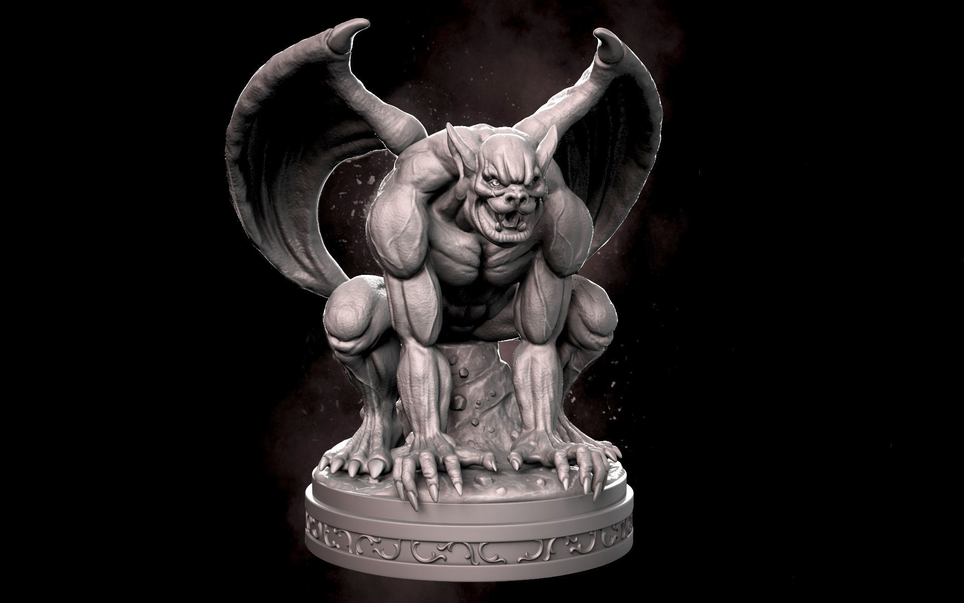 Gargoyle statue of 3D print model_1