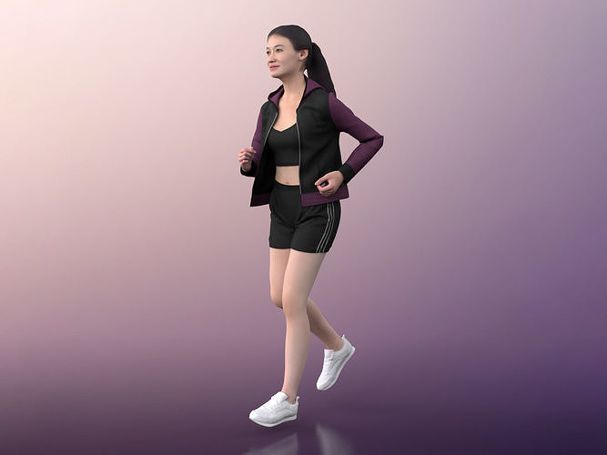 Francine 20023-06 - Animated Athletic Asian Woman Jogging 3D model