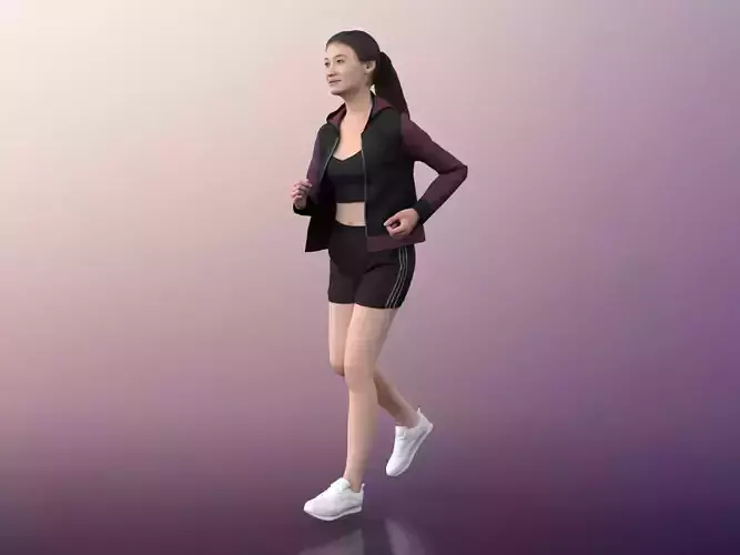 Francine 20023-06 - Animated Athletic Asian Woman Jogging 3D model