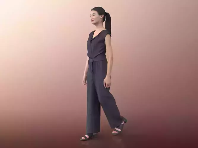 Francine 20023-02 - Animated Elegant Asian Woman Walking 3D model