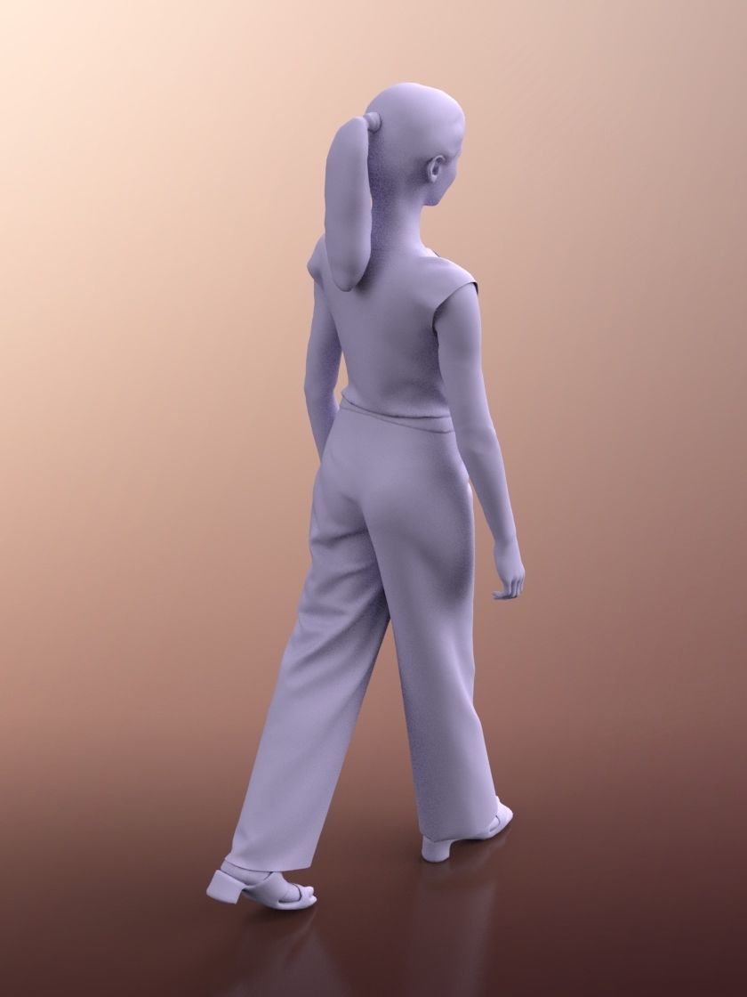 Francine 20023-02 - Animated Elegant Asian Woman Walking 3D model_5