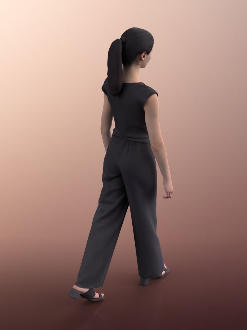 Francine 20023-02 - Animated Elegant Asian Woman Walking 3D model_3