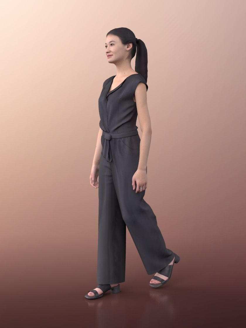 Francine 20023-02 - Animated Elegant Asian Woman Walking 3D model_2