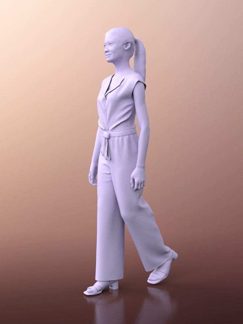 Francine 20023-02 - Animated Elegant Asian Woman Walking 3D model_4