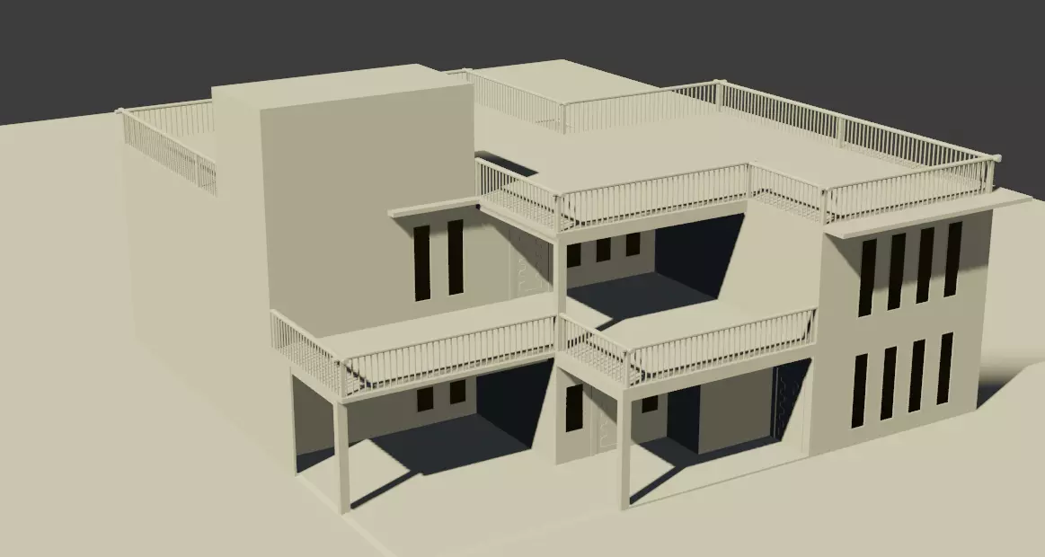 Modern House Free low-poly 3D model_0