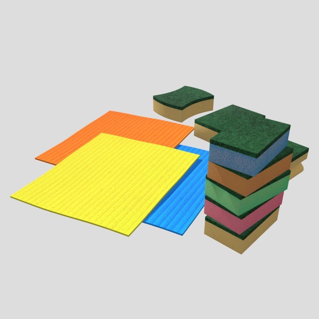 Sponge Pack Low-poly 3D model_5
