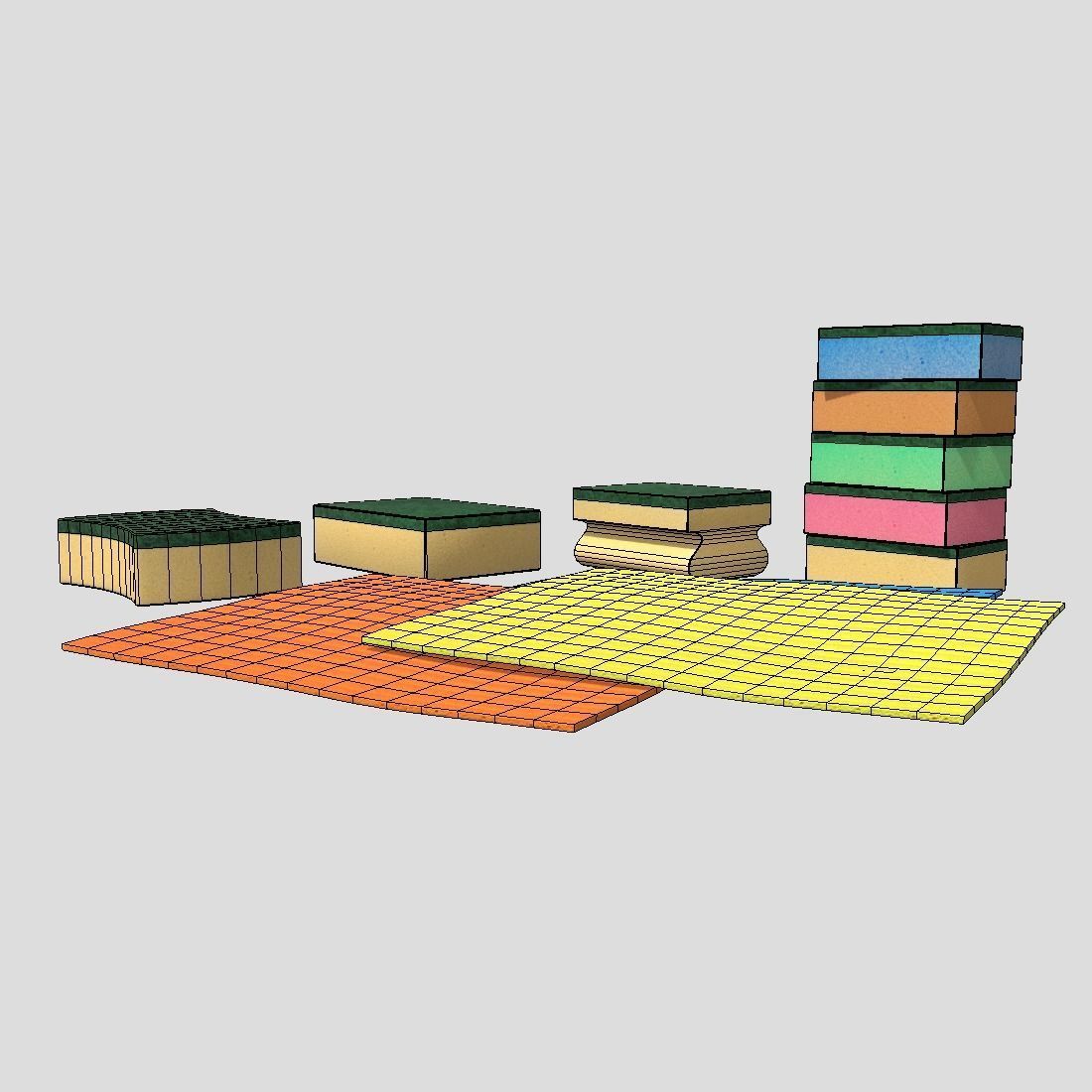 Sponge Pack Low-poly 3D model_4