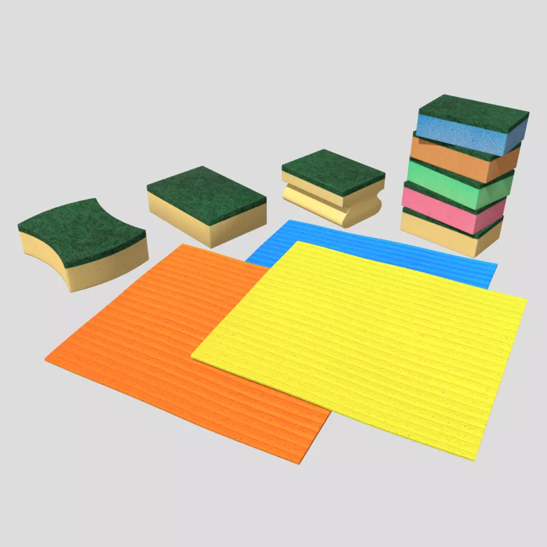 Sponge Pack Low-poly 3D model_0