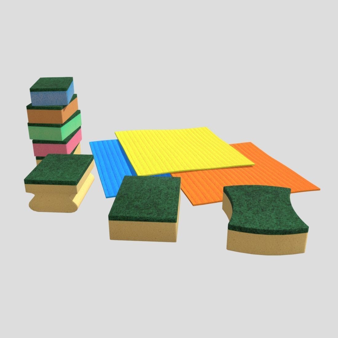 Sponge Pack Low-poly 3D model_11