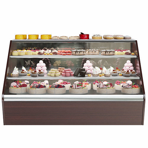 Showcase with sweets and desserts 2 3D model
