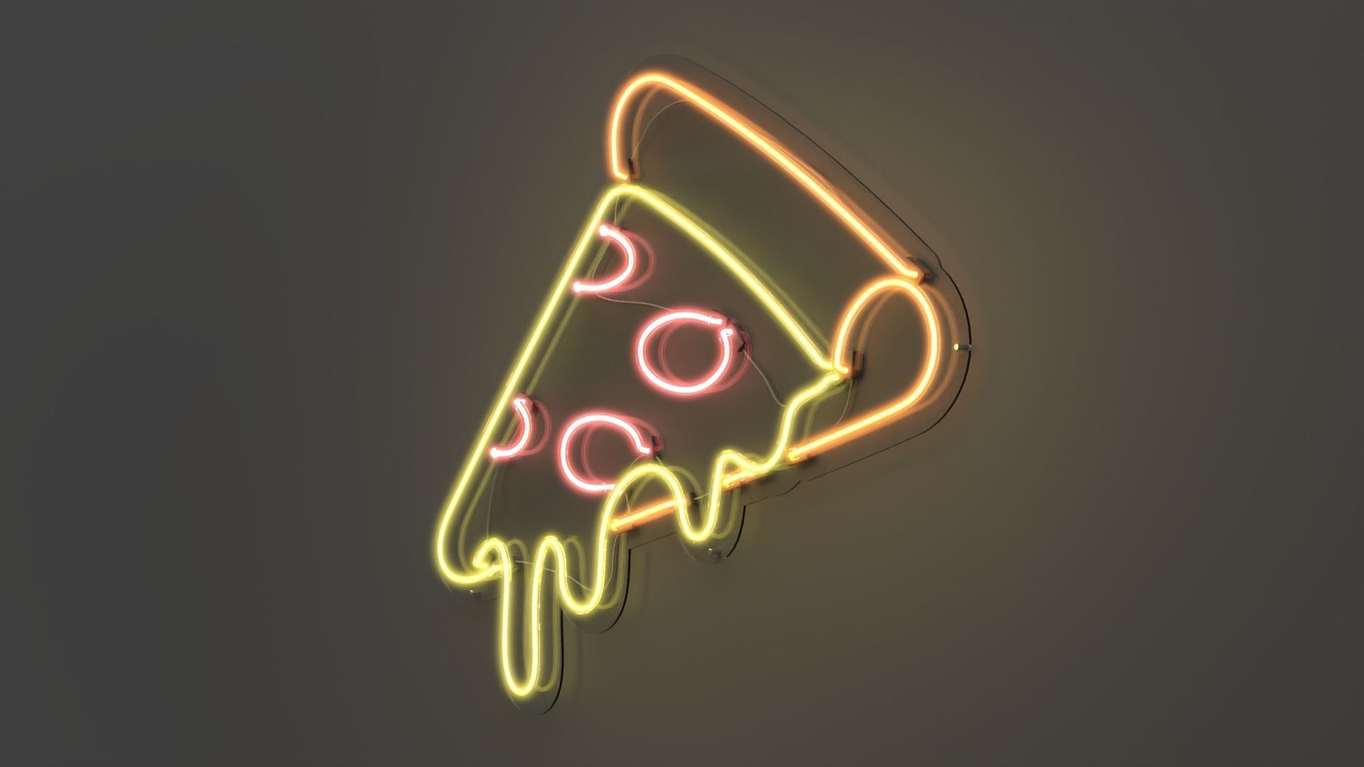 Pizza - Neon Sign 3D model_3