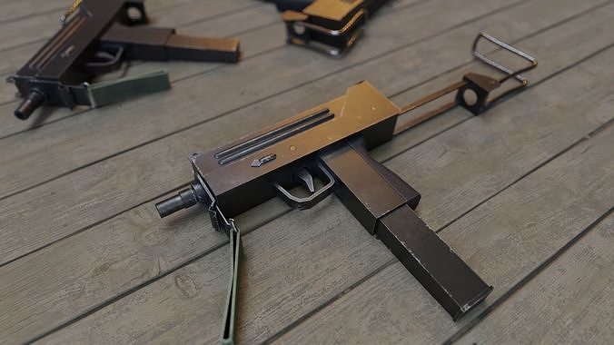 Mac-10 phone with cord Low-poly 3D model