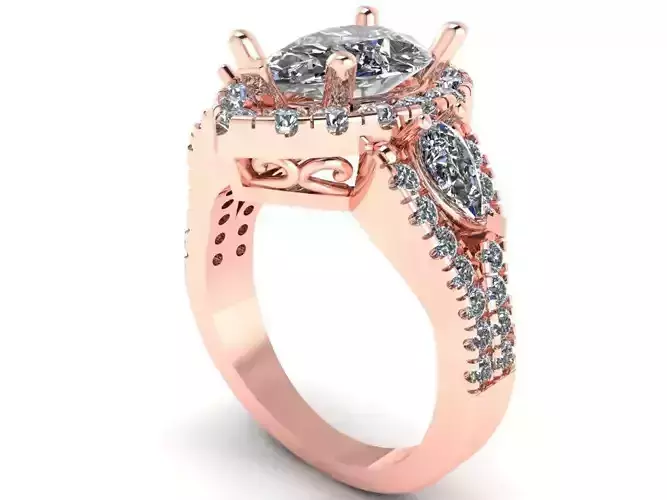 Pear halo ring   401