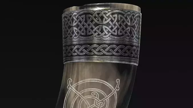 Drinking Horn Cup - Black 3D model 7