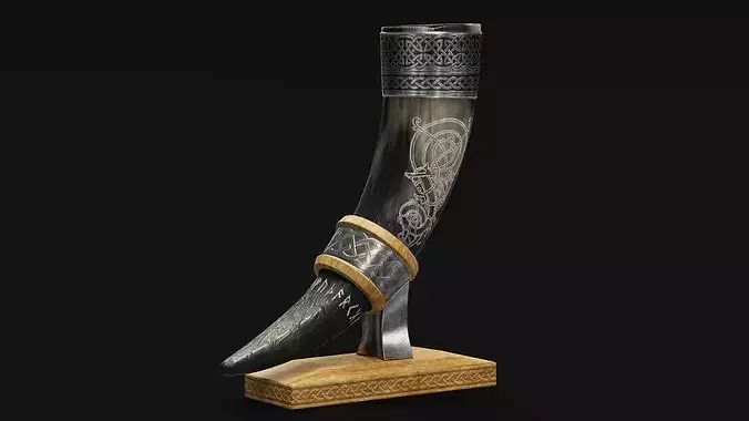 Drinking Horn Cup - Black 3D model 2