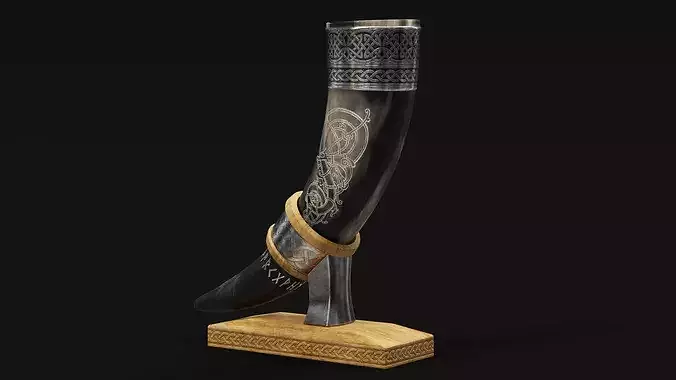 Drinking Horn Cup - Black 3D model 3