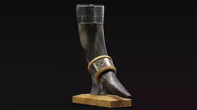 Drinking Horn Cup - Black 3D model 5