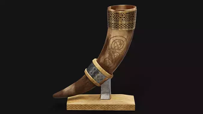 Drinking Horn Cup - Brown 3D model 4