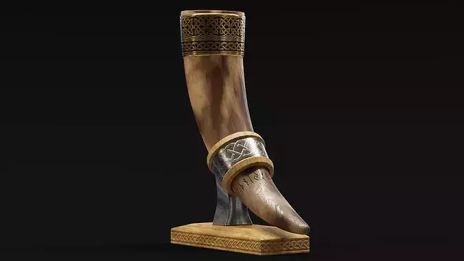 Drinking Horn Cup - Brown 3D model 5
