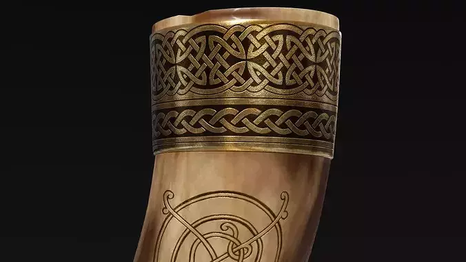 Drinking Horn Cup - Brown 3D model 7
