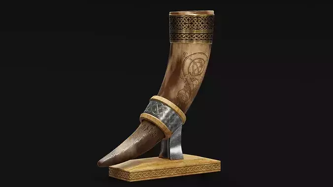 Drinking Horn Cup - Brown 3D model 2